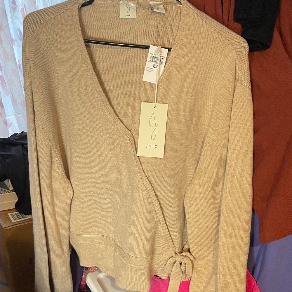 Joie Women's Beige V-Neck Wrap Sweater